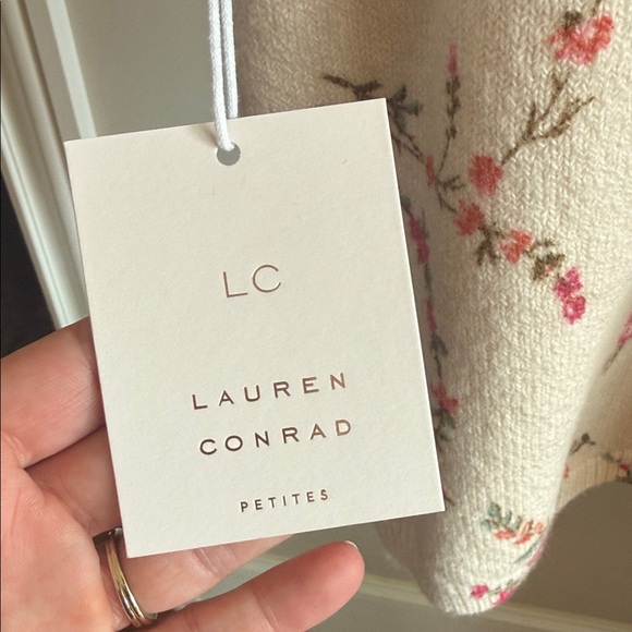 Lauren Conrad Cream Floral Short-Sleeve Knit Top - Pink & Green Floral (PXS) - Picture 5 of 5